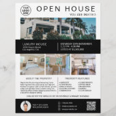 Onroerend goed Open Huis Logo Foto QR Wit Flyer (Voorkant)