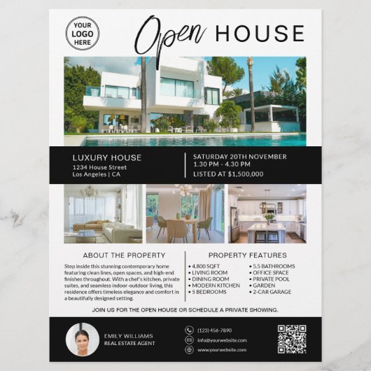 Onroerend goed Open huis Modern Script Logo Flyer (Voorkant)