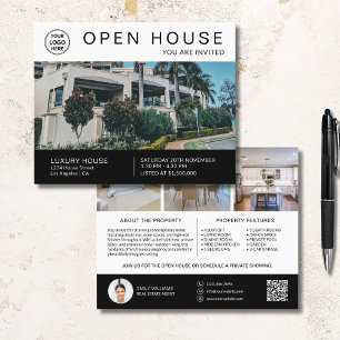 Onroerend goed Open Huis Uitnodigen Logo Foto QR W Flyer