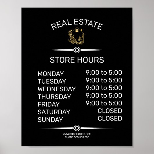 onroerend goed Openingstijden winkel bord Poster (Voorkant)