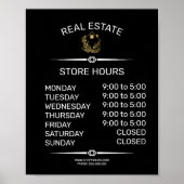 onroerend goed openingstijden winkelbord poster (Voorkant)