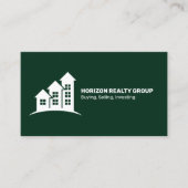 Onroerend goed opwaartse pijl donkergroene QR-code Visitekaartje (Voorkant)