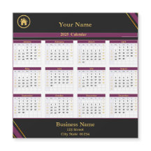 Onroerend goed Paarse Black Gold Business Calendar