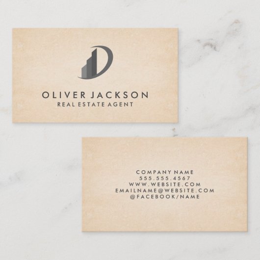 Onroerend goed pictogram | papierstructuur visitekaartje (Voorkant / Achterkant)