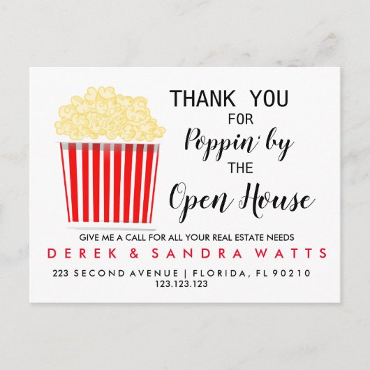 onroerend goed POPCORN open huis Aankondiging Pos Briefkaart (Voorkant)