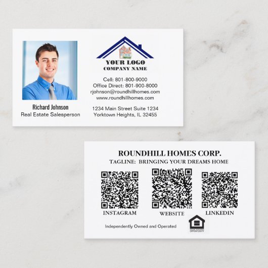 Onroerend goed Professional Voeg foto logo QR-code Visitekaartje (Voorkant / Achterkant)