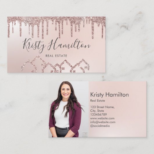 Onroerend goed Professioneel Huis Realtor Blush Fo Visitekaartje (Voorkant / Achterkant)