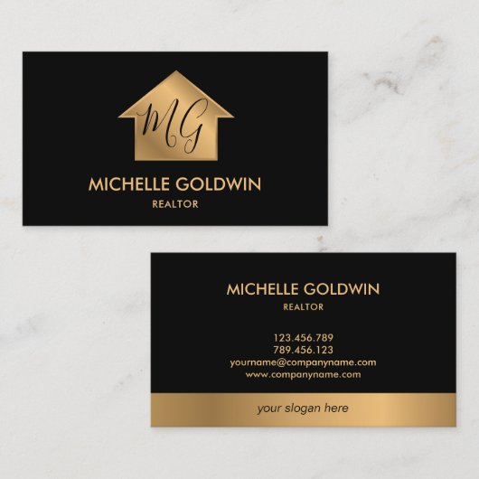 Onroerend goed Professioneel Modern Monogram Huis Visitekaartje (Voorkant / Achterkant)