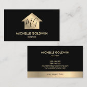 Onroerend goed Professioneel Modern Monogram Huis Visitekaartje (Voorkant / Achterkant)
