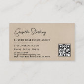 Onroerend goed QR-code foto Beige Suède Visitekaartje (Achterkant)