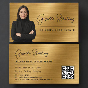 Onroerend goed QR-code foto goud metaalachtig Visitekaartje