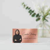 Onroerend goed QR-code foto Rose Goud Metaal  Visitekaartje (Staand voorkant)