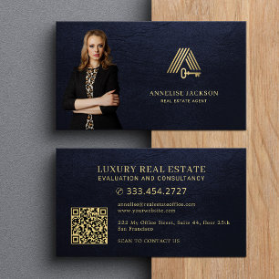 Onroerend goed QR-code gouden huis sleutel logo fo Visitekaartje