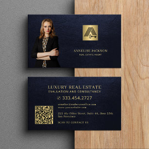 Onroerend goed QR-code huis logo foto marine goud Visitekaartje