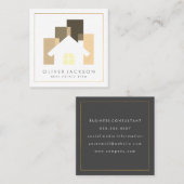 Onroerend goed | Realtor House Logo Vierkante Visitekaartje (Voorkant / Achterkant)