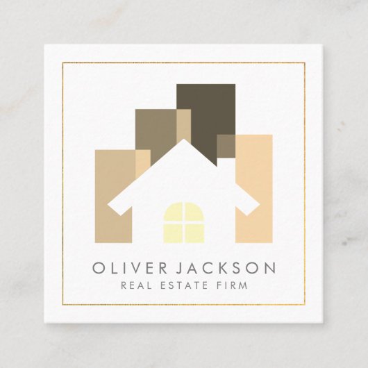 Onroerend goed | Realtor House Logo Vierkante Visitekaartje (Voorkant)