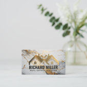 Onroerend goed | residentieel | goudbladmarmer visitekaartje (Staand voorkant)