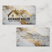 Onroerend goed | residentieel | goudbladmarmer visitekaartje (Voorkant / Achterkant)