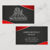 Onroerend goed | Rode metalen | Geperforeerd vlees Visitekaartje (Voorkant / Achterkant)