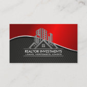 Onroerend goed | rood metallic | geperforeerde mes visitekaartje (Voorkant)