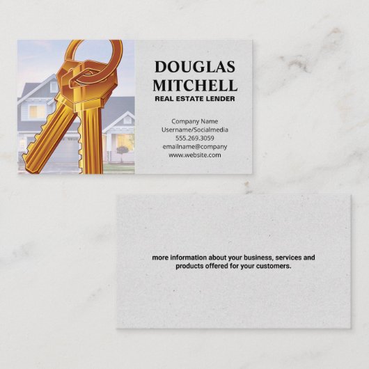 Onroerend goed | Sleutels en thuis Visitekaartje (Voorkant / Achterkant)