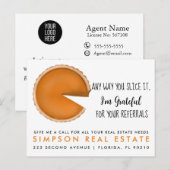 Onroerend goed Slice Pumpkin Pie Verwijzingen Aankondigingskaart (Voorkant / Achterkant)