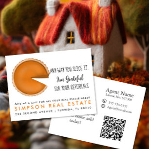 Onroerend goed Slice Pumpkin Pie Verwijzingen Aankondigingskaart