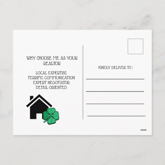 Onroerend goed St. Patrick's Day Promotional Marke Feestdagenkaart (Achterkant)