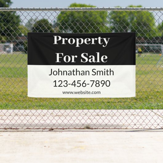 Onroerend goed te koop zwart wit zakelijk onroeren spandoek (Insitu)