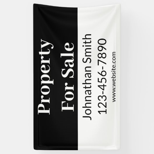 Onroerend goed te koop zwart wit zakelijk onroeren spandoek (Verticaal)