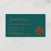 Onroerend goed Teal Koper QR-code Script Luxe Visitekaartje (Achterkant)