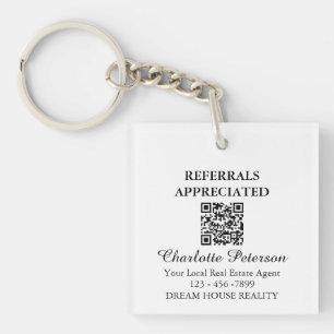 Onroerend goed verwijzingscadeau Realtor QR-code Sleutelhanger