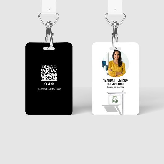 Onroerend goed Voeg uw logo toe Foto QR-code Badge