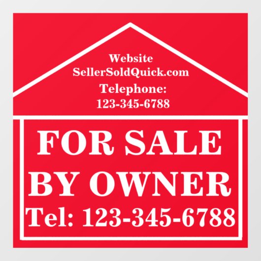 Onroerend goed voor verkoop door EIGENAAR Aangepas Raamsticker (Vel)