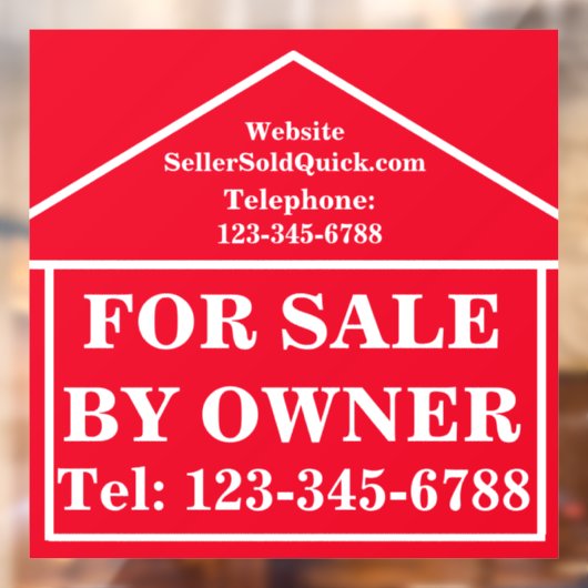 Onroerend goed voor verkoop door EIGENAAR Aangepas Raamsticker (Vel 2)