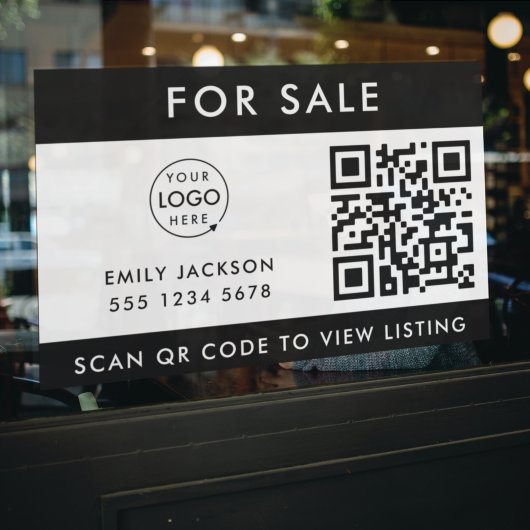 Onroerend goed | Voor verkoop QR-code Aanbieding L Raamsticker