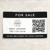 Onroerend goed | Voor verkoop QR-code zwarte witte Spandoek