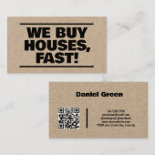 Onroerend goed Wij kopen huizen QR Kraft Visitekaartje (Voorkant / Achterkant)