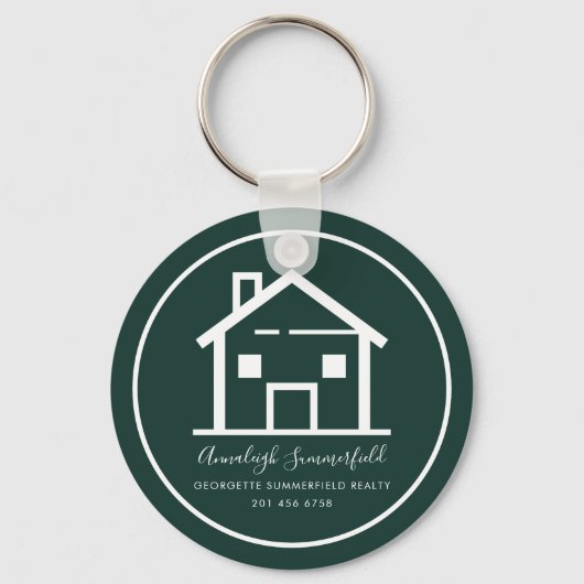 Onroerend goed Wit Groen Zakelijk Custom Sleutelhanger (Voorkant)