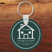 Onroerend goed Wit Groen Zakelijk Custom Sleutelhanger (Achterkant)