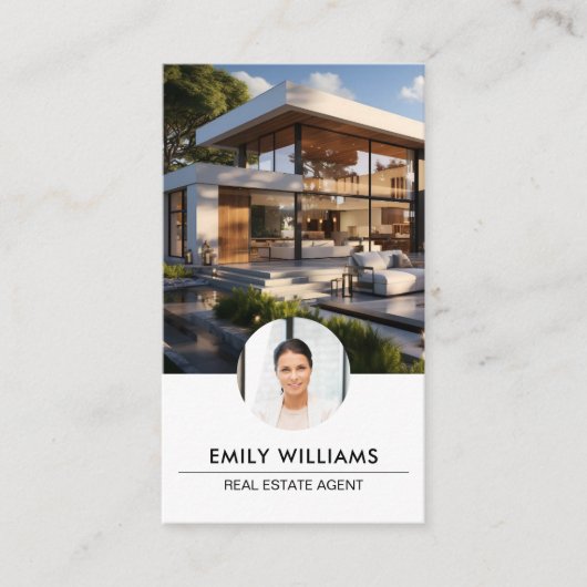 Onroerend goed Witte Foto QR Code Sociale Media Visitekaartje (Voorkant)