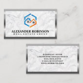 Onroerend Goed Woningen | Marmer Metalen Rand Visitekaartje (Voorkant / Achterkant)