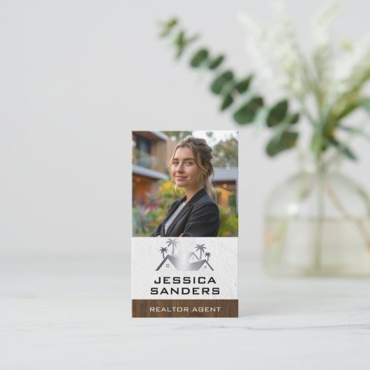 Onroerend goed zakenvrouw | Eigenschappen Visitekaartje (Staand voorkant)