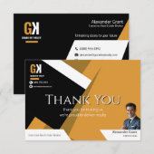 Onroerend goed | Zwart-goud makelaarsontwerp Bedankkaart (Voorkant / Achterkant)