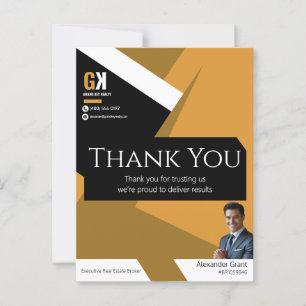 Onroerend goed Zwart & Goud Ontwerp Dank u kaart