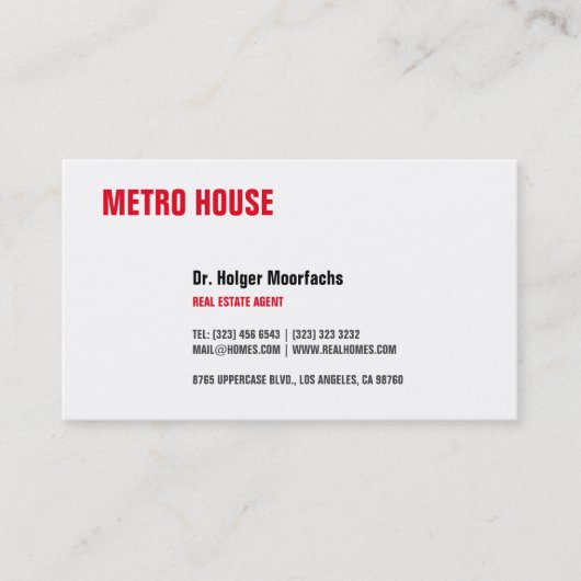 Onroerend goed zwart-wit visitekaartje (Voorkant)
