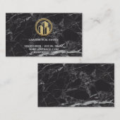 Onroerend goed | Zwarte Elegant Marble | Golden Ic Afsprakenkaartje (Voorkant / Achterkant)