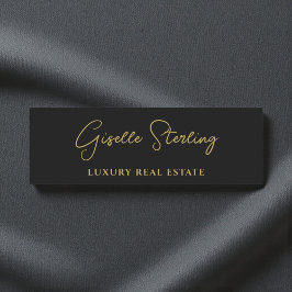 Onroerend goed Zwarte Goud Script Luxe Naamplaatje