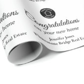 Onroerend goedbedrijf aangepaste logo zwart wit cadeaupapier (Rol Hoek)