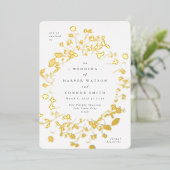 ONROEREND Goud Cirkel Gedroogde wilde bloem Dichth Folie Uitnodiging (Staand Voorkant)